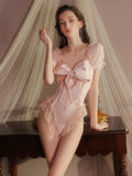 G-5258 Women's Bunny Girl Lingerie Bodysuit Set with Headband & Choker, Sexy Cosplay Lingerie