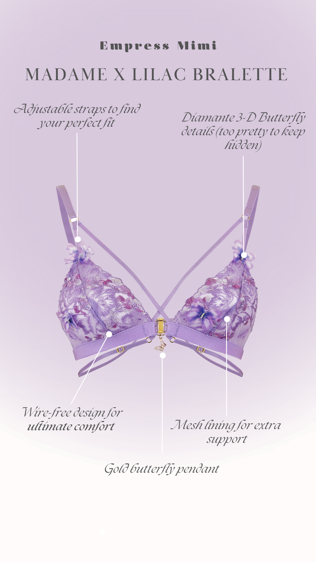 Madame X strappy bralette in Lilac