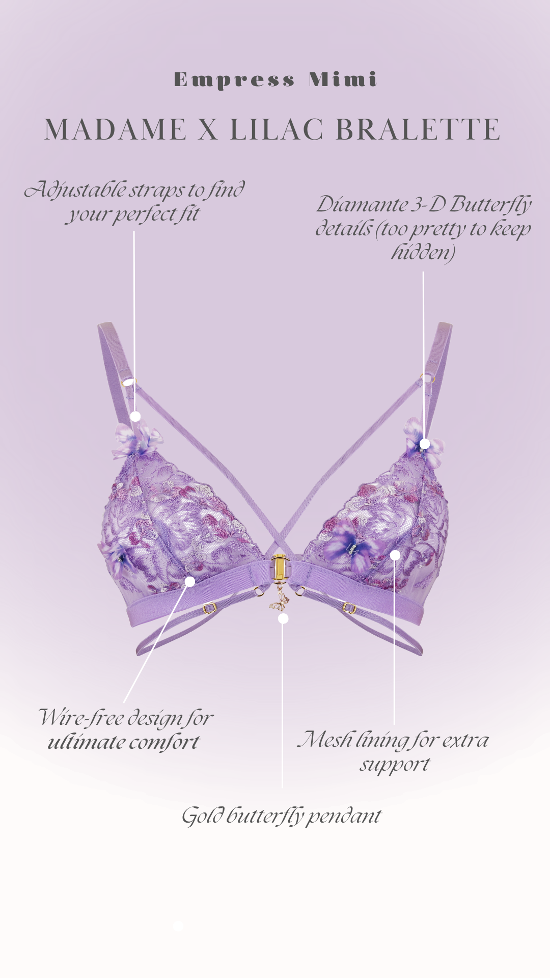 Madame X strappy bralette in Lilac