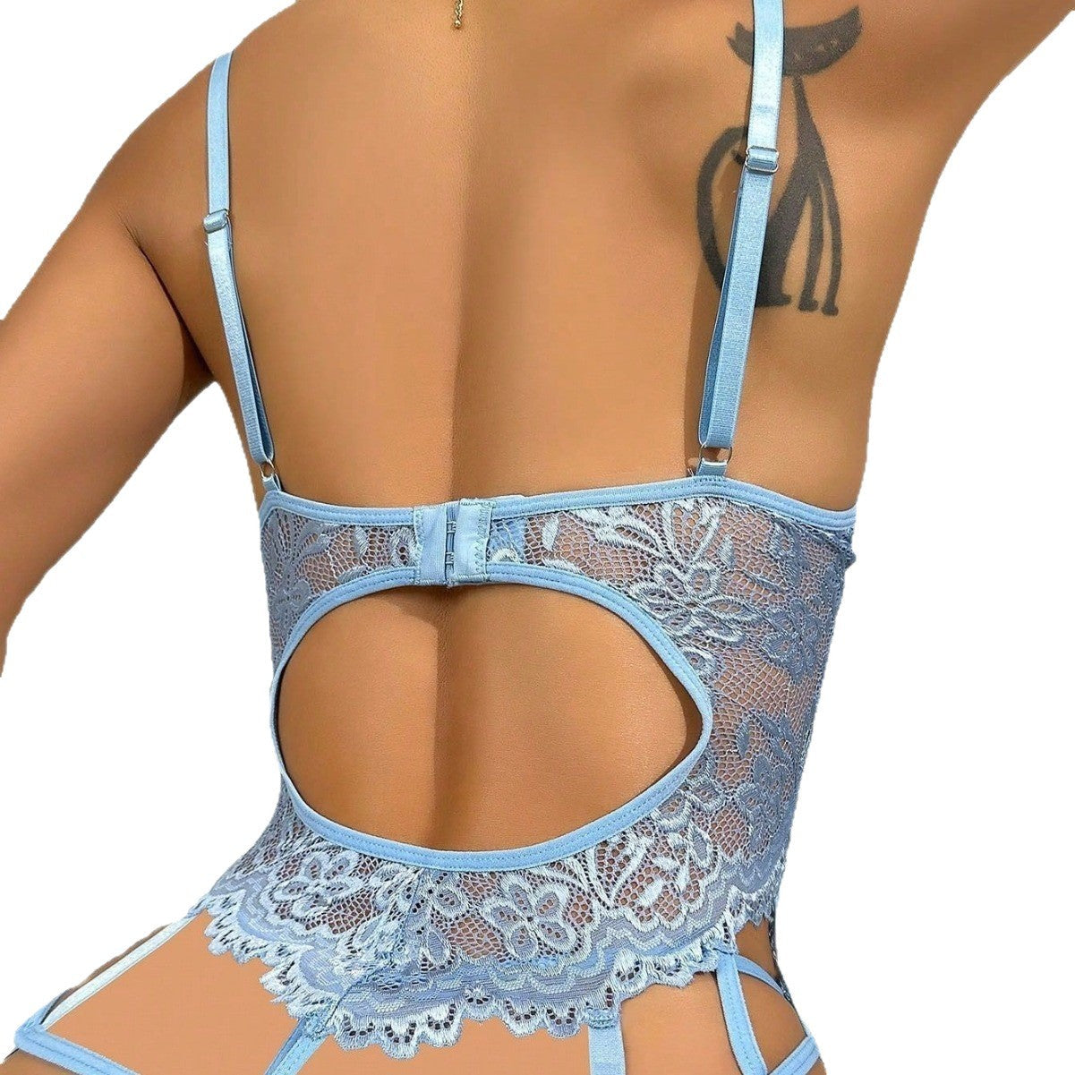 Lace Strap Floral Stitching Bra Set