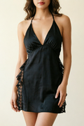 Parisian Satin Dream Satin Nightgown with Lace Trim