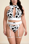 Plus Size Cow Print Lingerie Set【US warehouse】