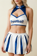 Sexy Football Lingerie Halter Crop Top and Mini Pleated Skirt Set