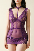 Deep V Lace See-through Hip Skirt